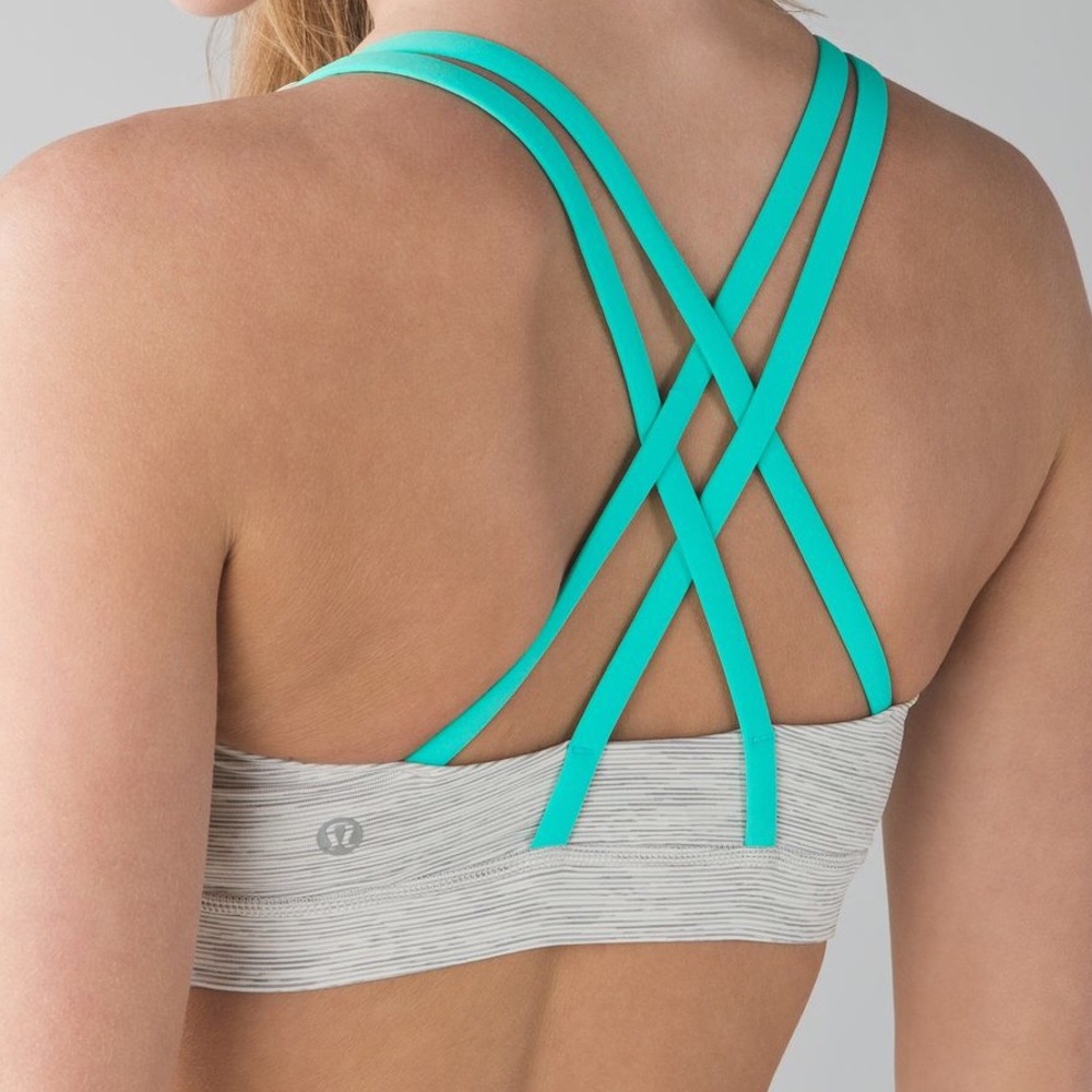 Energy Bra in turquoise and grey stripe